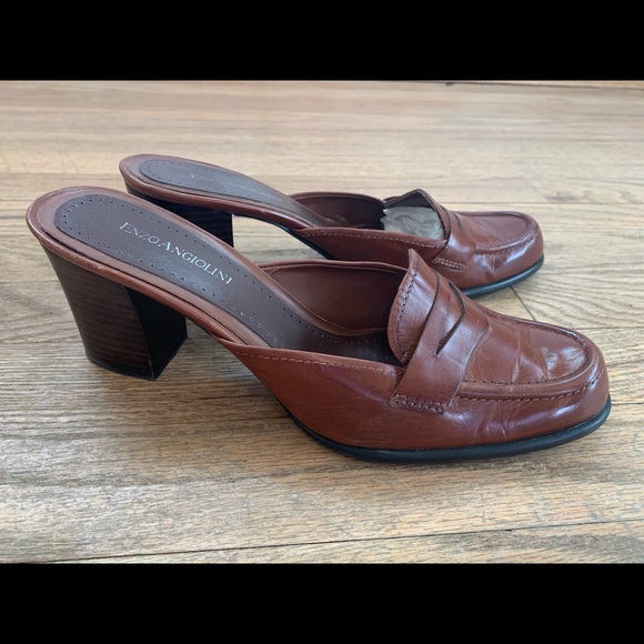 🌟ENZO ANGIOLINI LEATHER STACKED HEEL LOAFERS - Picture 3 of 6